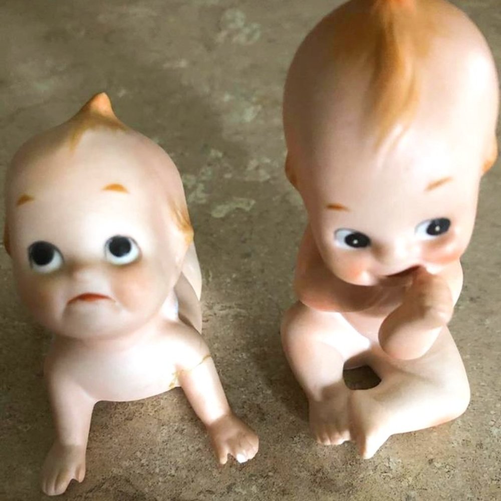 Vintage Old Porcelain Kewpie Baby Doll lot Pouty &